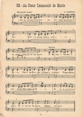 Au coeur immacule de Marie Partition gratuite